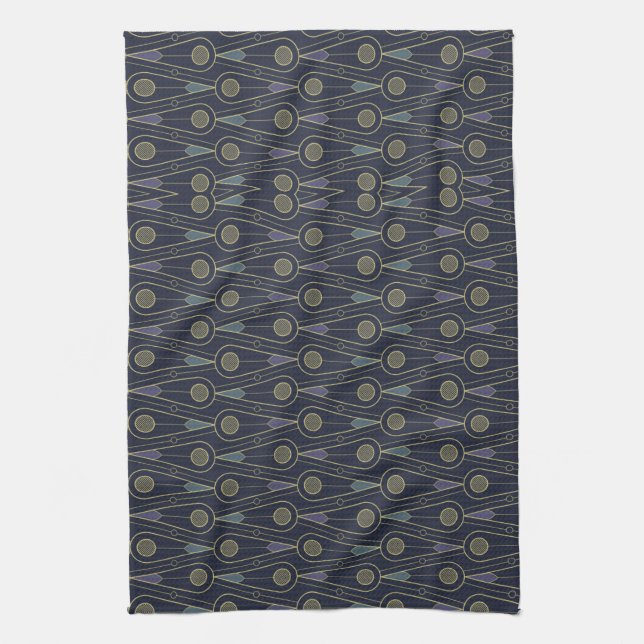 Art Deco pattern with geometric shapes in gold Tea Towel (Vertical)