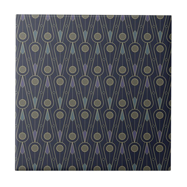 Art Deco pattern with geometric shapes in gold Tile (Front)
