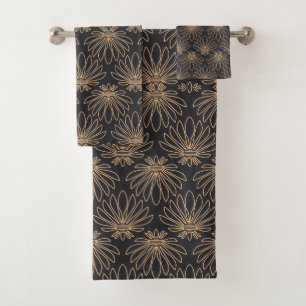 Art Deco pattern with gold floral motifs  Bath Towel Set