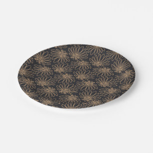Art Deco pattern with gold floral motifs Paper Plate