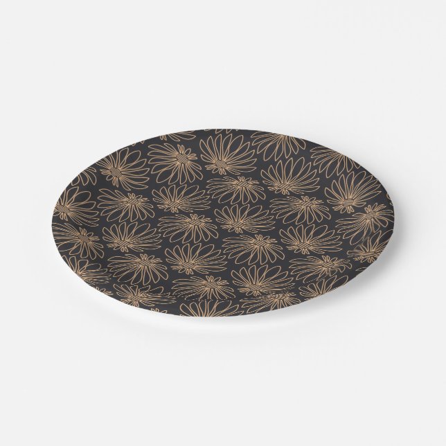 Art Deco pattern with gold floral motifs  Paper Plate (Angled)