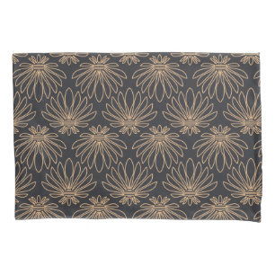 Art Deco pattern with gold floral motifs  Pillowcase