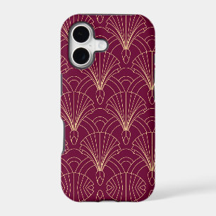 Art Deco pattern with gold geometric fan motifs 