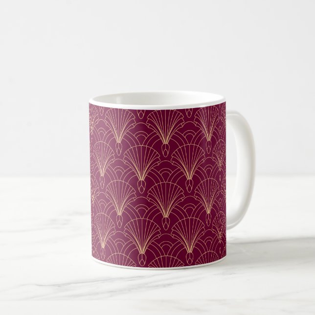 Art Deco pattern with gold geometric fan motifs  Coffee Mug (Front Right)