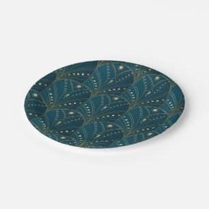 Art Deco pattern with gold geometric shapes Paper Plate