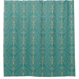 Art Deco pattern with gold geometric shapes  Shower Curtain