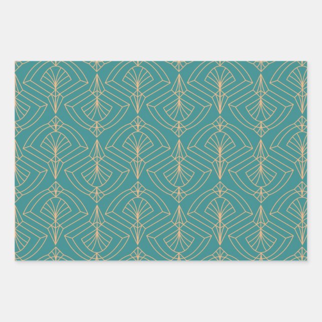 Art Deco pattern with gold geometric shapes  Wrapping Paper Sheet (Front)