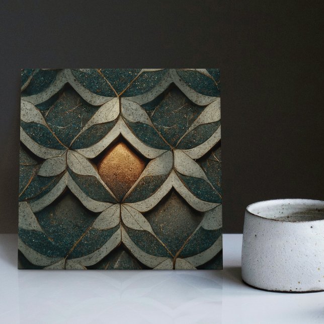 Art Deco Patterned Dice One Blue Decor Art Nouveau Tile (Creator Uploaded)