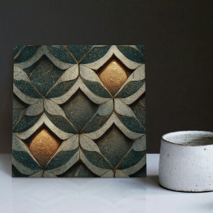 Art Deco Patterned Dice Two Blue Decor Art Nouveau Tile