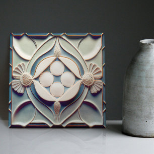 Art Deco Patterned Wall Decor Art Nouveau Ceramic Tile