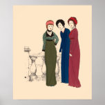 Art Deco Paul Poiret dresses by Paul Iribe Poster<br><div class="desc">This is a digitally enhanced print of a vintage 1908 Art Deco fashion illustration of three Paul Poiret dresses by Paul Iribe. You can customise the background colour.</div>