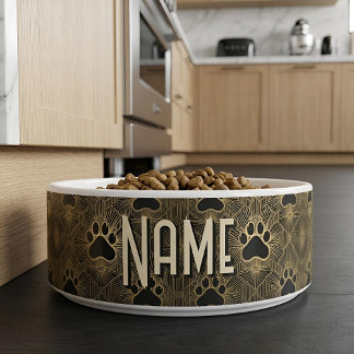 Art Deco Paws | Personalized Pet Bowl