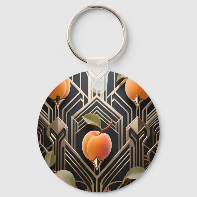 Art Deco Peach Pattern Key Ring (Front)