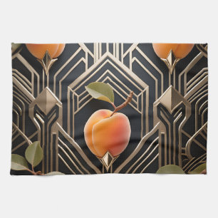 Art Deco Peach Pattern Tea Towel