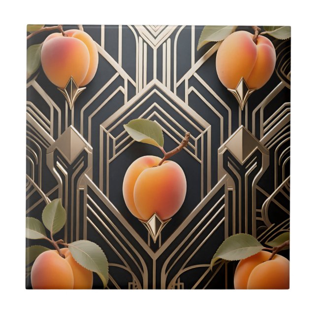 Art Deco Peach Pattern Tile (Front)
