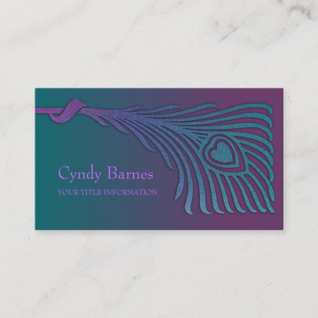 Art Deco Peacock Feather Business Card Set 1103 (Front)