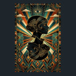 Art Deco Peacock Feather Dancer Gold Teal Poster<br><div class="desc">Bring the vibrant energy of the roaring twenties to your walls with this stunning Art Deco illustration. Featuring a glamourous flapper dancer in a pose of artistic expression, framed by a massive, golden peacock feather fan. Set against a deep teal and black background with luxurious geometric patterns, this piece is...</div>