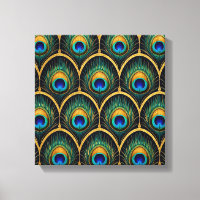 Art Deco Peacock Feather Geometric Artwork