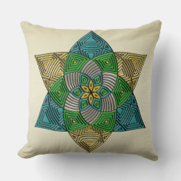Art Deco Peacock Feather Inspired Mandala Cushion