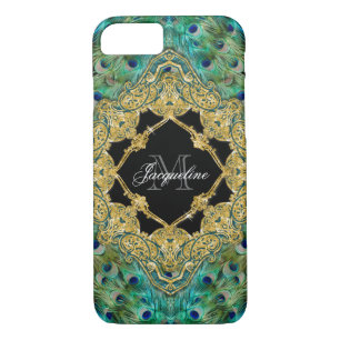 Art Deco Peacock Gold Glitter Old Hollywood Gatsby Case-Mate iPhone Case