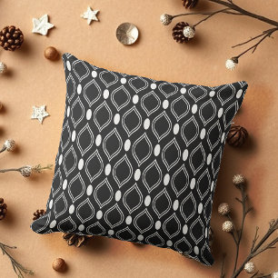 Art Deco Pearls Black And White Pattern Cushion
