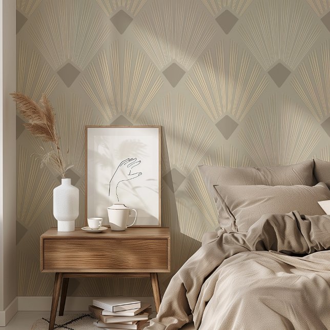 Art Deco Peel & Stick Beige & Cream Geometric Wallpaper (Creator Uploaded)