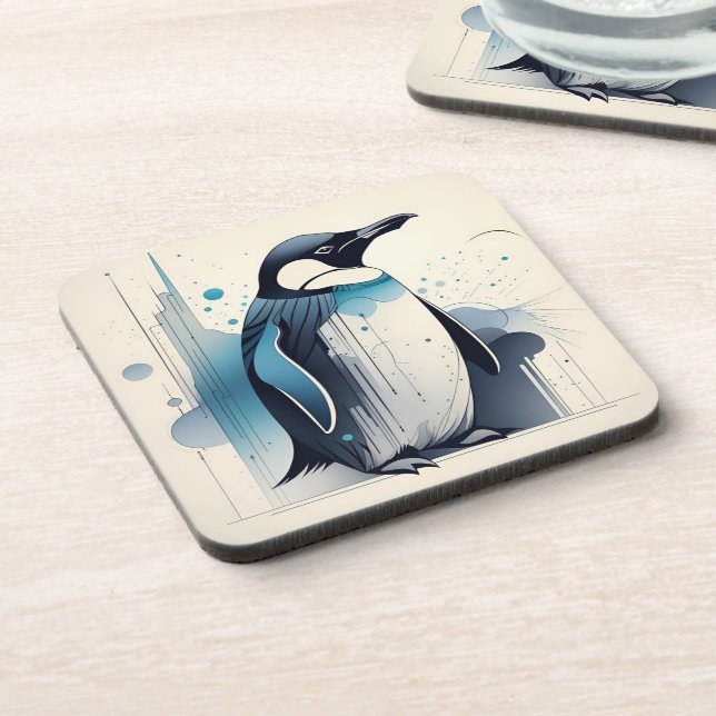 Art Deco Penguin Hard plastic coaster set (Left Side)