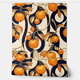 Art Deco Persimmon Fruit Pattern  Wallpaper
