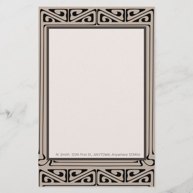 Art Deco Personalised Black, Brown, Cream  (Front)