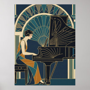 Art Deco Piano Poster