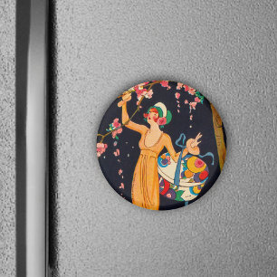 Art Deco Picking Flowers Magnet