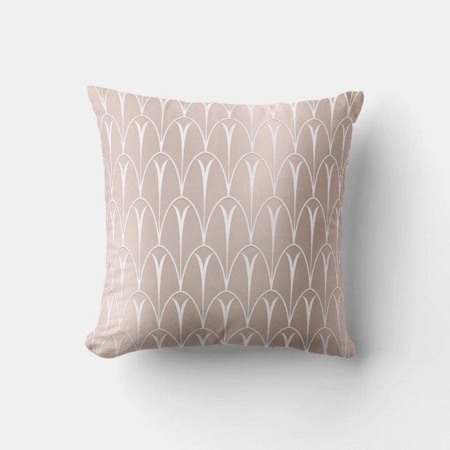 Art Deco Pink Blush White Delicate Geometry Scales Cushion (Front)