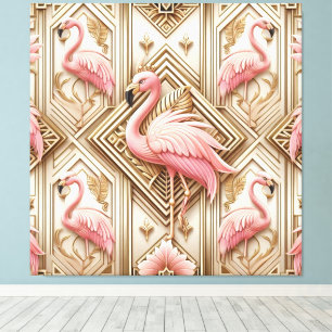 Art Deco Pink Flamingo Canvas Print
