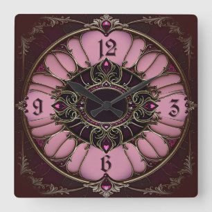 Art Deco Pink Square Wall Clock
