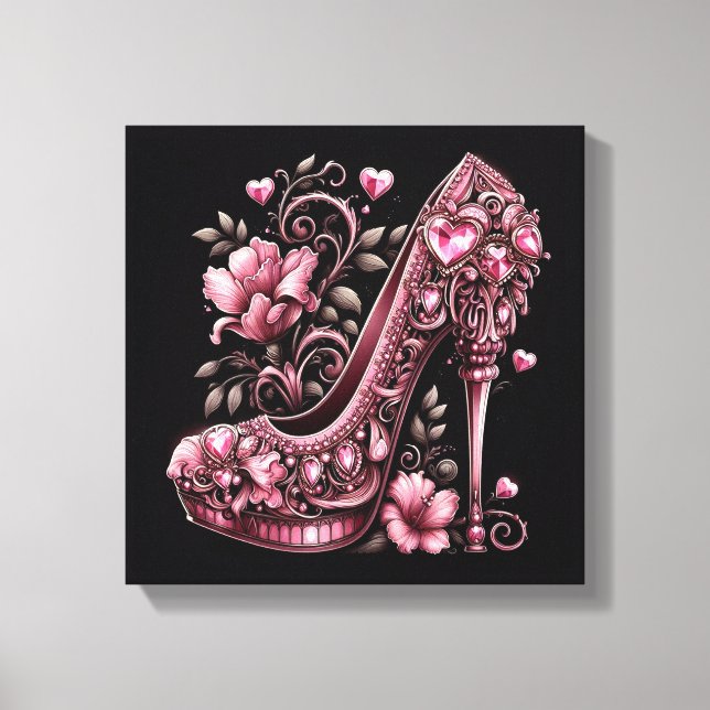 Art Deco Pink Stiletto High Heels Canvas Print (Front)