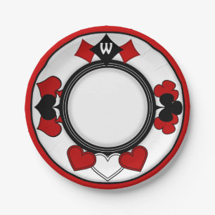 Art Deco Playing Card Suits - Monogrammed Paper Plate