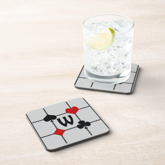 Art Deco Playing Card Suits v2 Monogrammed Coaster