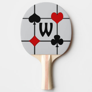Art Deco Playing Card Suits v2 Monogrammed Ping Pong Paddle