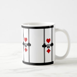 Art Deco Playing Card Suits with Monogram Coffee Mug