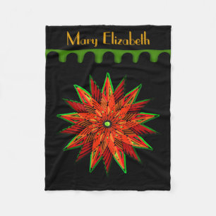 Art Deco Poinsettia WOW (Personalised) Fleece Blanket