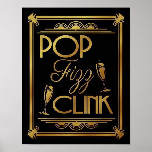 Art Deco POP FIZZ CLINK GOLD colour change B/G Poster (Front)