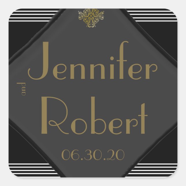 Art Deco Posh Wedding Envelope Seal (Front)