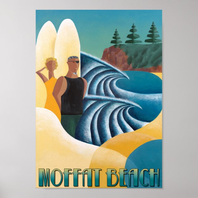 Art Deco Poster Moffat Beach (Front)