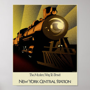 Art Deco Poster Train New York Central Station