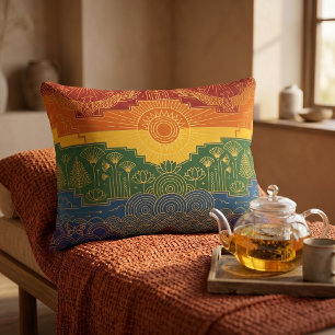 Art Deco Pride Flag Rainbow II Vintage 1920s Decorative Cushion