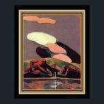 Art Deco Print by A. M. Hopfmuller 16 x 20<br><div class="desc">Unique Art Deco print by A.M. Hopfmuller  featuring human shaped rock formations in a tranquil setting.</div>