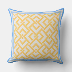 Art deco print in vibrant colours yellow cushion