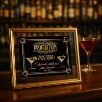 Art Deco Prohibition Wedding Bar Sign: