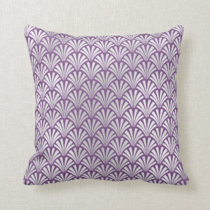 Art Deco Purple Violet Silver Grey Scale Seashells Cushion