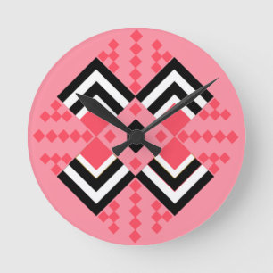 Art Deco Quilt Inspired  Round Clock